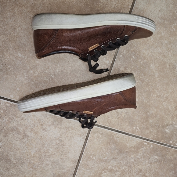 ECCO Men's Brown Leather Sneakers EU 42 US 8 Casual Lace-Up Shoes - Picture 10 of 10